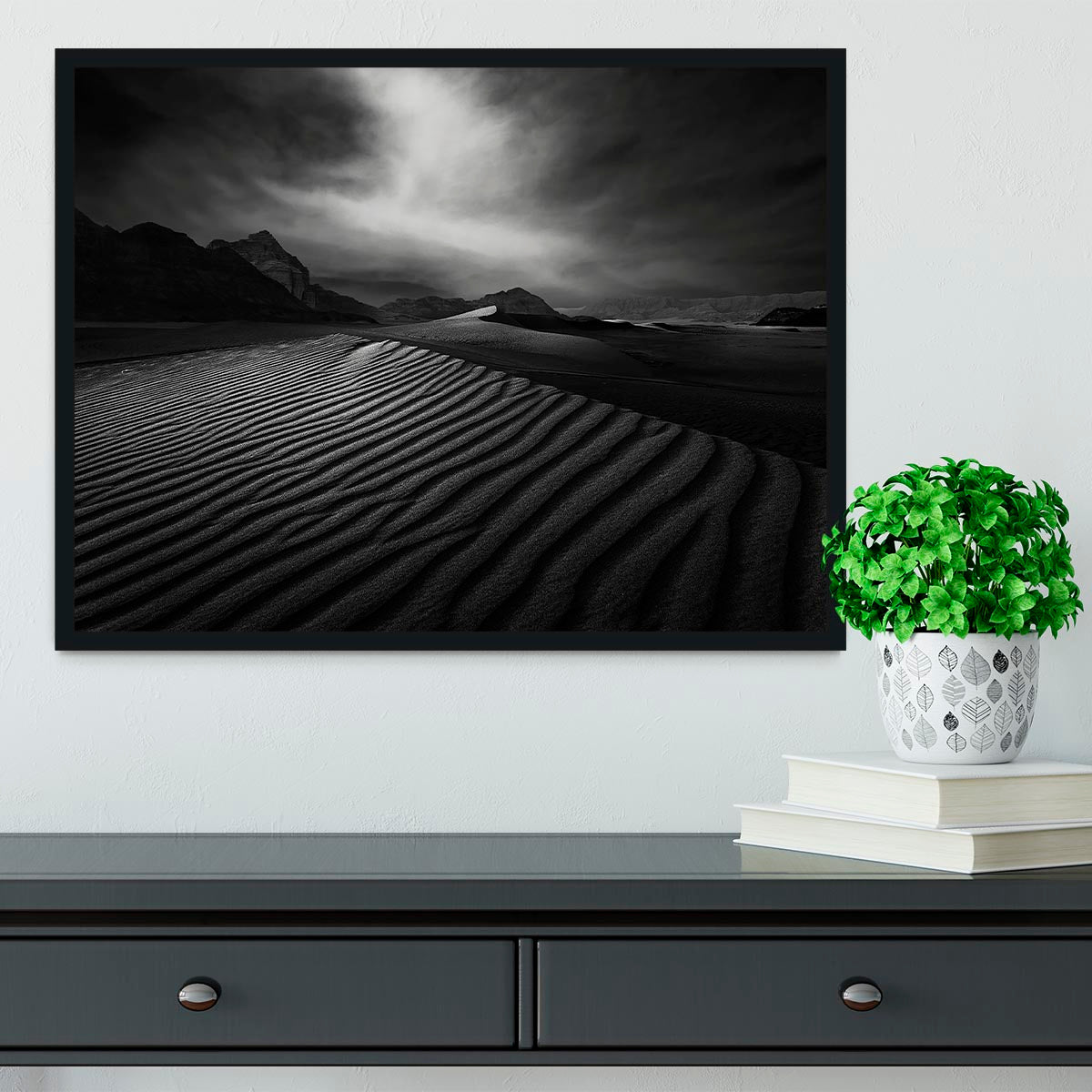 Desert In Greyscale Framed Print - Canvas Art Rocks - 2