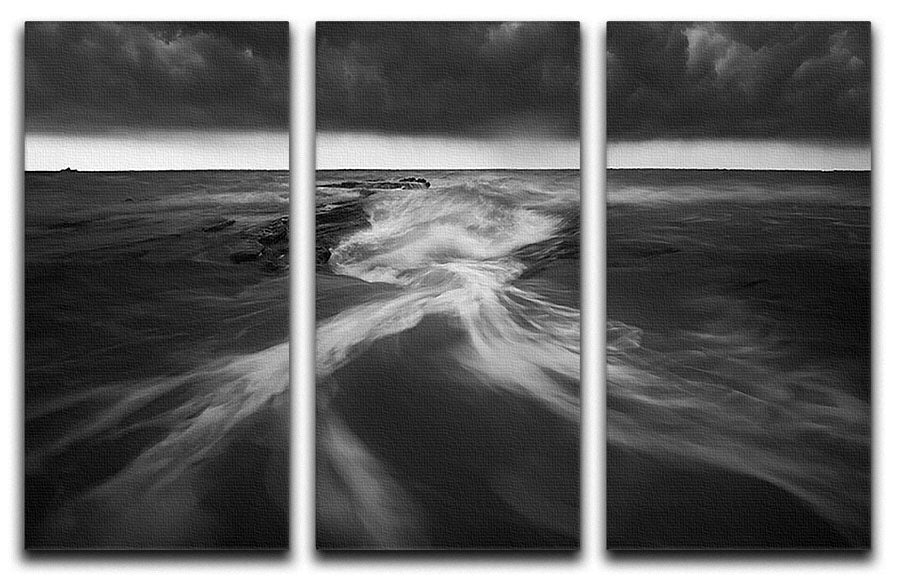 Coastline In Greyscale 3 Split Panel Canvas Print - Canvas Art Rocks - 1