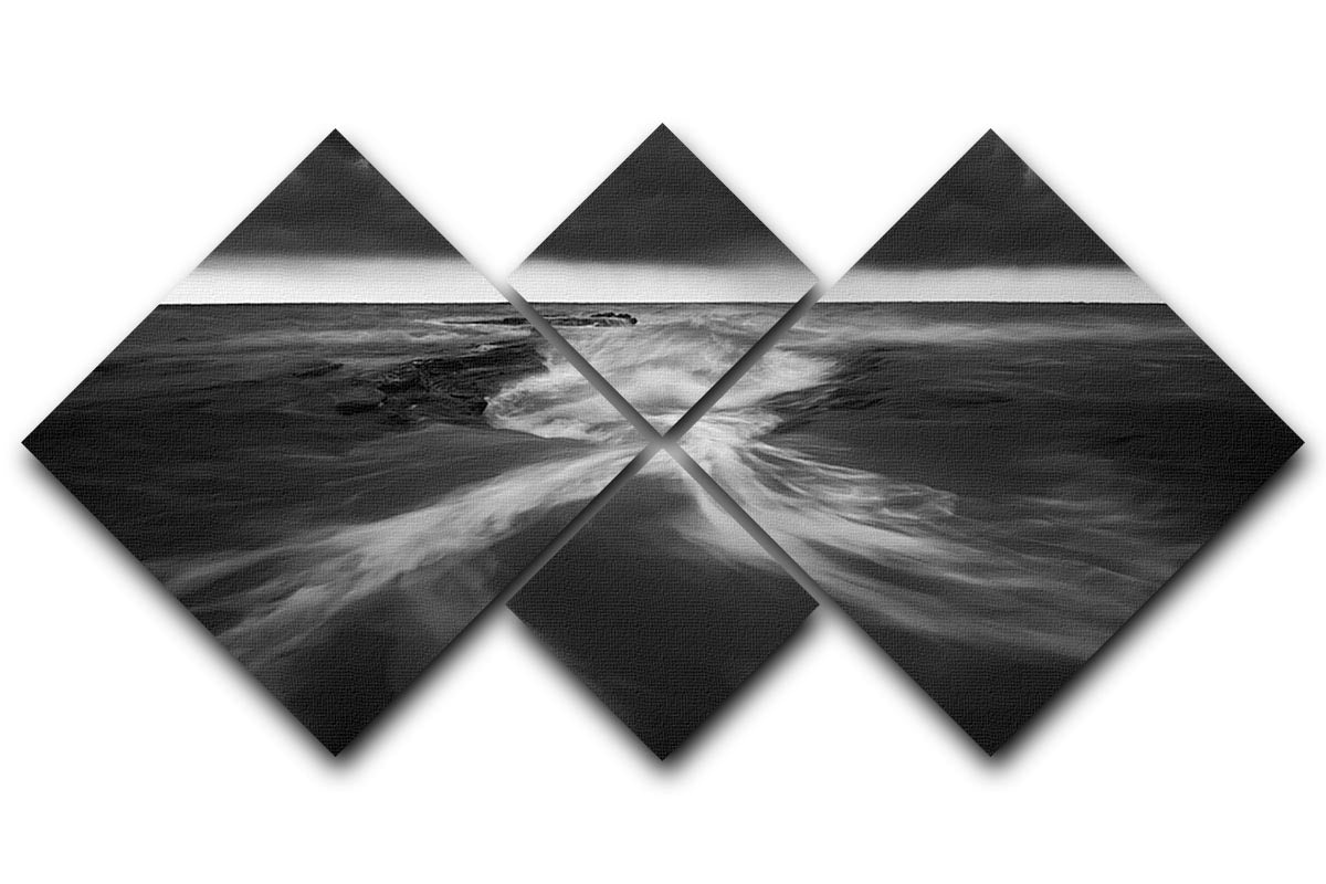 Coastline In Greyscale 4 Square Multi Panel Canvas - Canvas Art Rocks - 1