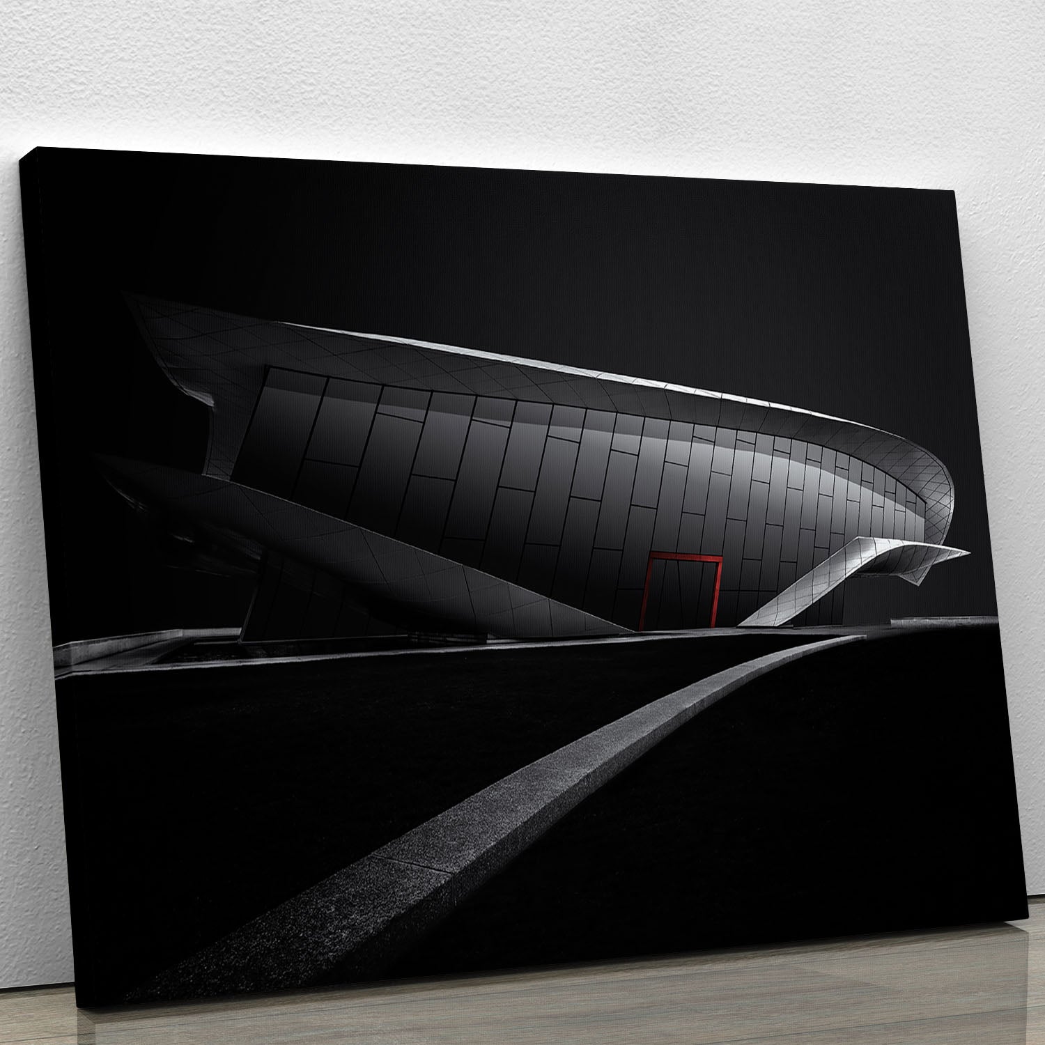 Greyscale Acrhitecture With A Glance Of Red Canvas Print or Poster - Canvas Art Rocks - 1
