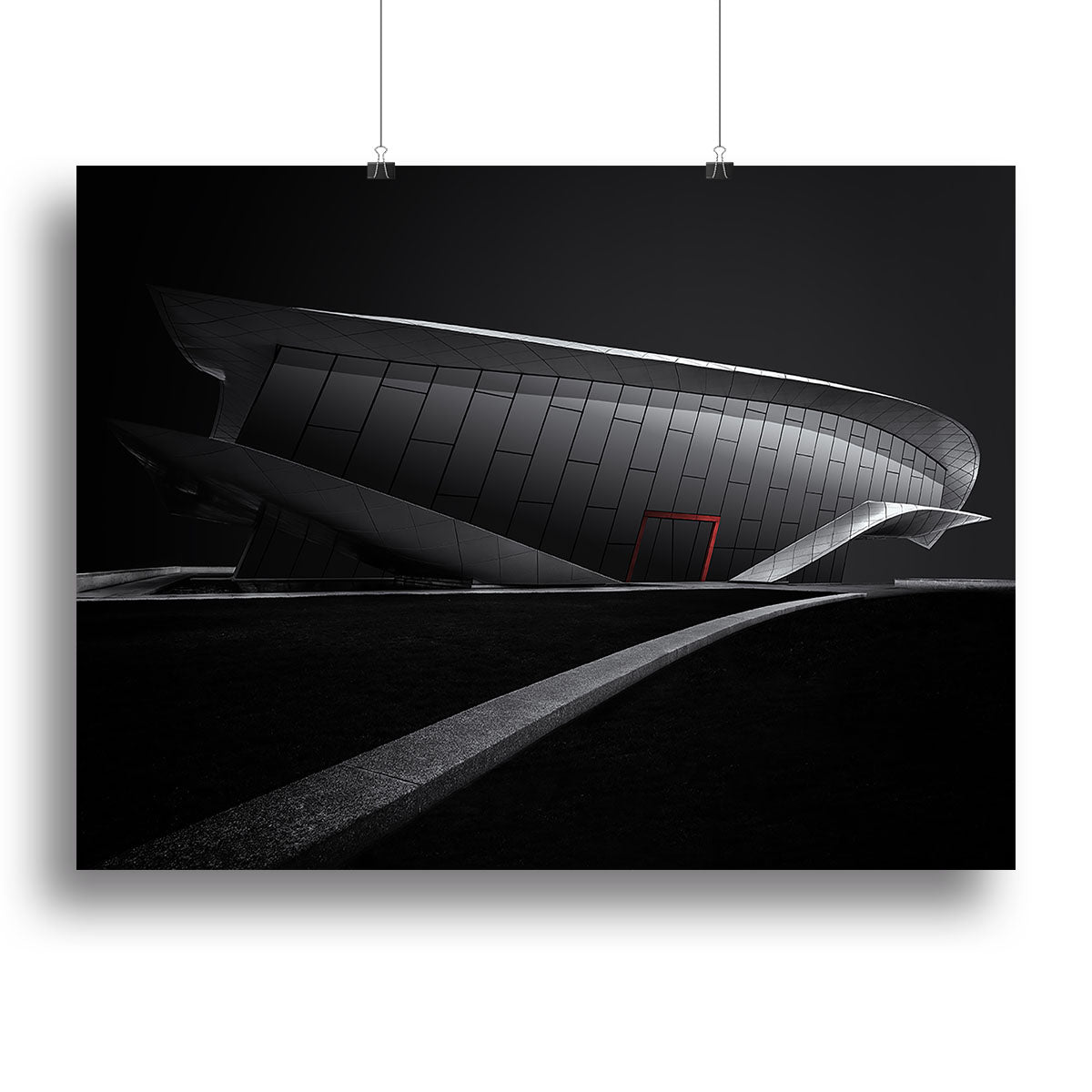 Greyscale Acrhitecture With A Glance Of Red Canvas Print or Poster - Canvas Art Rocks - 2