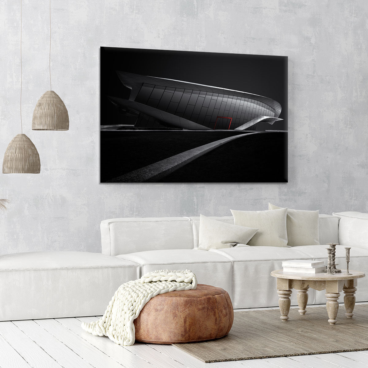 Greyscale Acrhitecture With A Glance Of Red Canvas Print or Poster - Canvas Art Rocks - 6