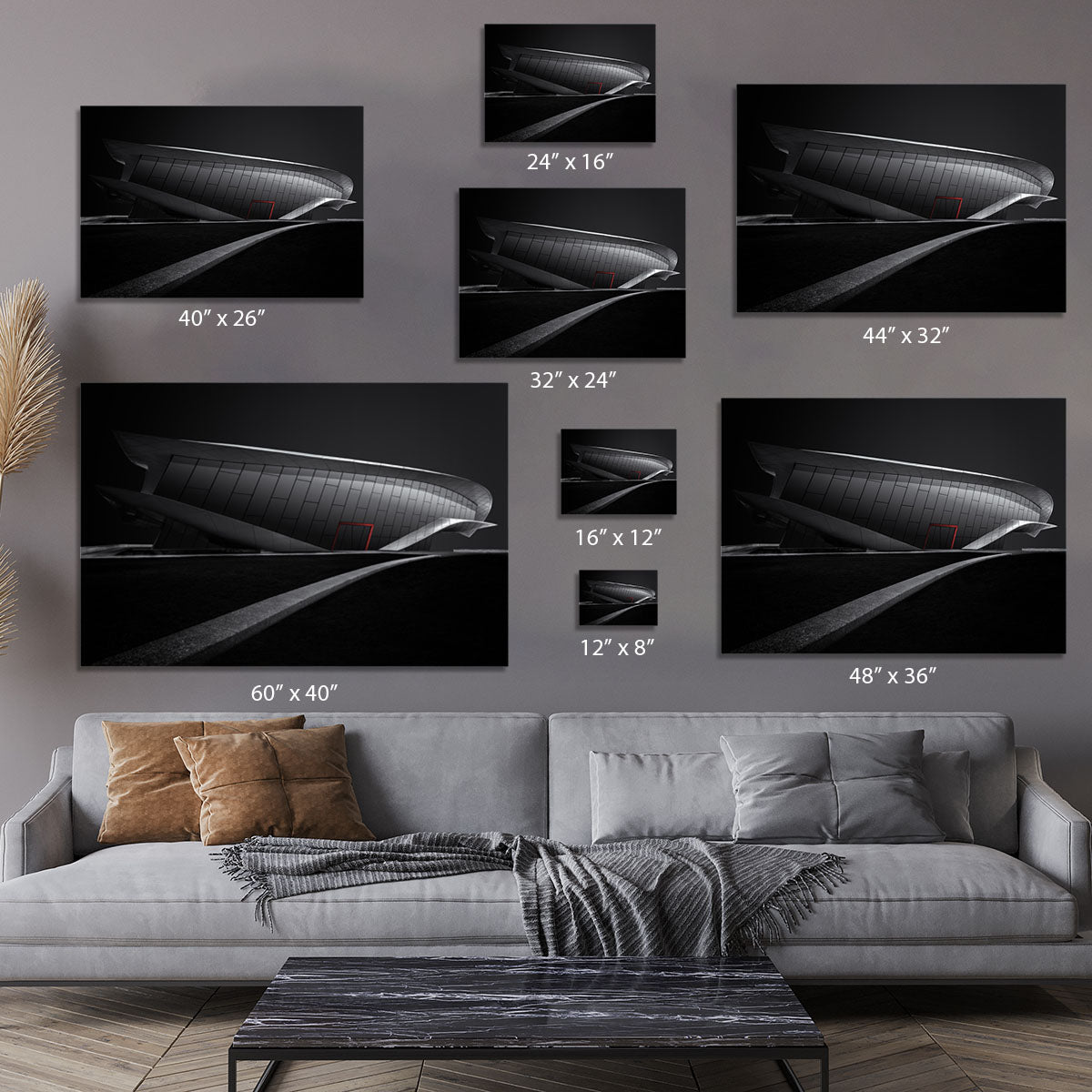 Greyscale Acrhitecture With A Glance Of Red Canvas Print or Poster - Canvas Art Rocks - 7