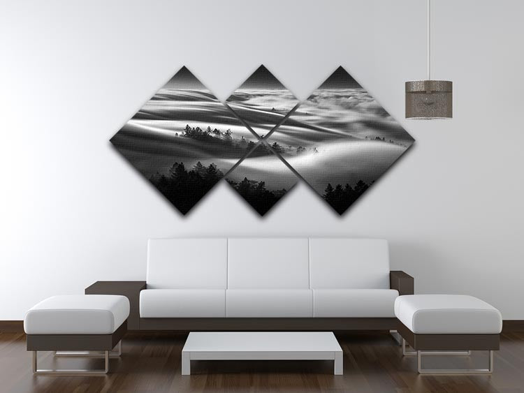 Clouds Above A Forest 4 Square Multi Panel Canvas - Canvas Art Rocks - 3