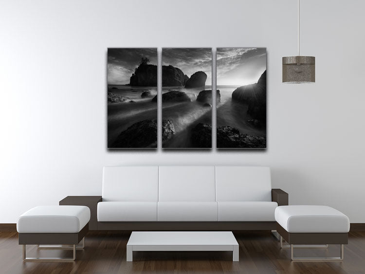 Sunbeams At The Coast 3 Split Panel Canvas Print - Canvas Art Rocks - 3