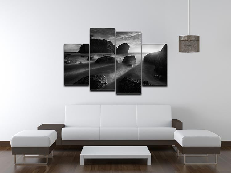 Sunbeams At The Coast 4 Split Panel Canvas - Canvas Art Rocks - 3