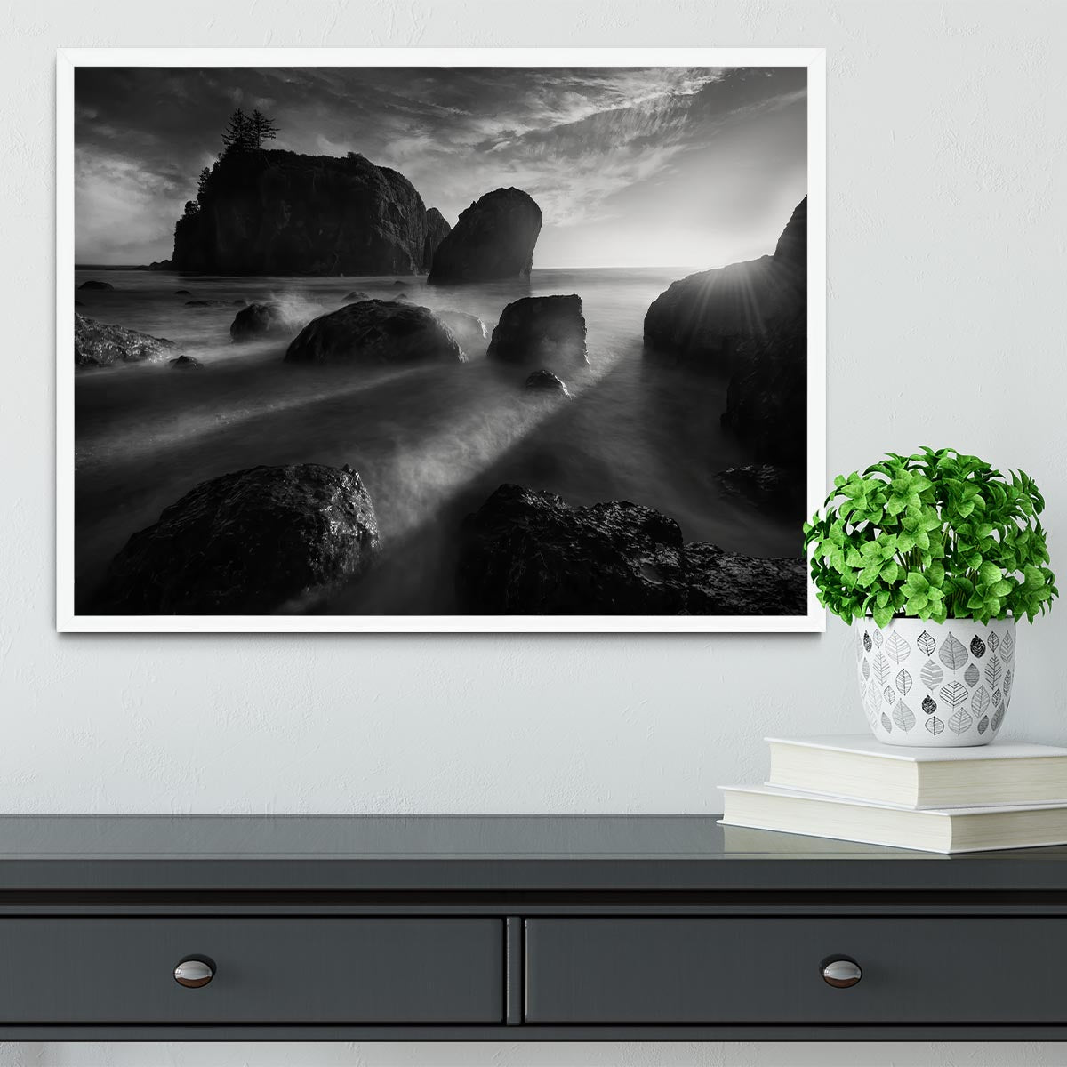 Sunbeams At The Coast Framed Print - Canvas Art Rocks -6