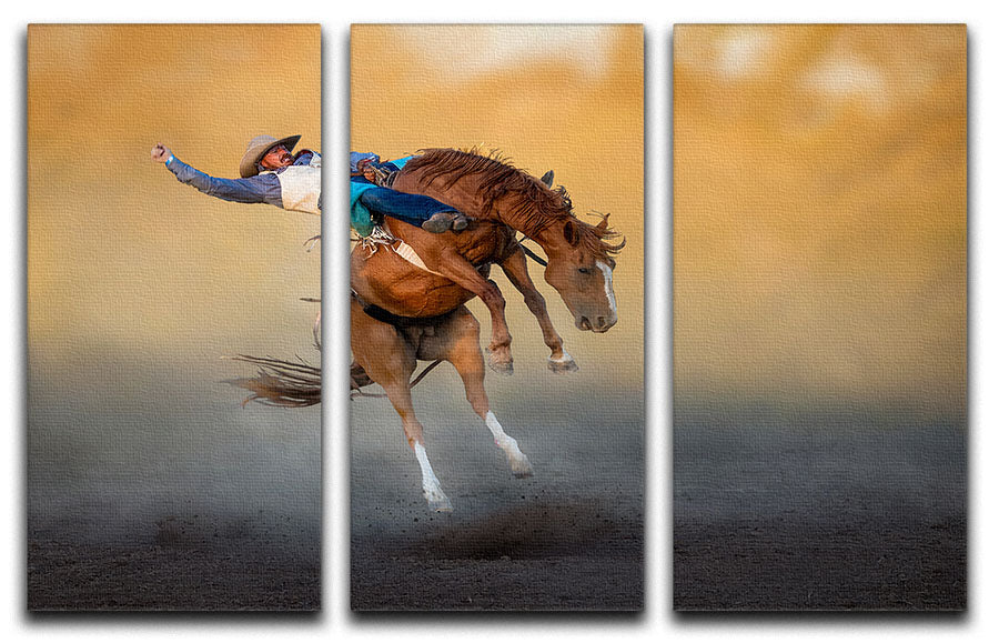 Cowboy Rodeo Part 2 3 Split Panel Canvas Print - Canvas Art Rocks - 1