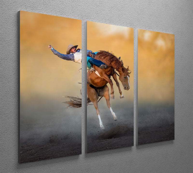 Cowboy Rodeo Part 2 3 Split Panel Canvas Print - Canvas Art Rocks - 2