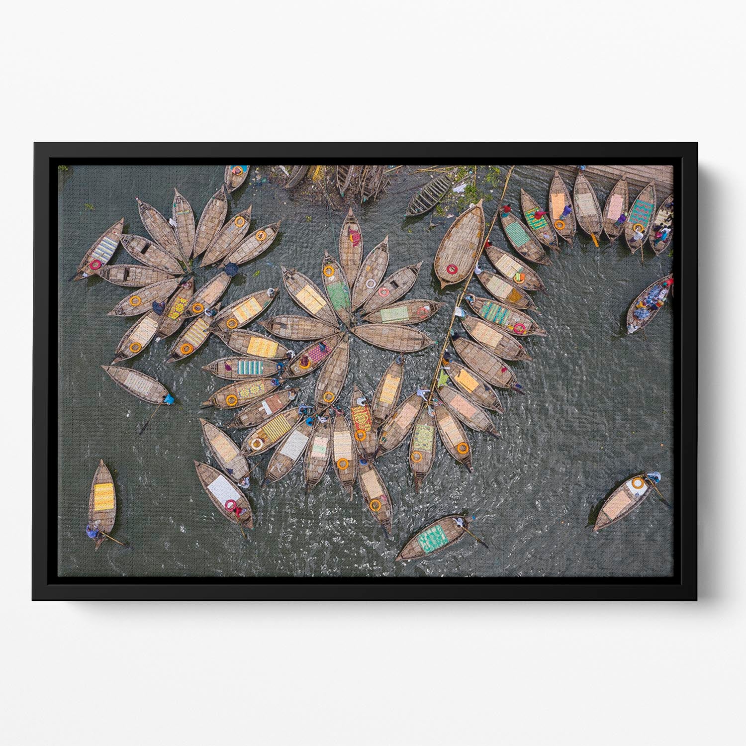 Pattern Of Boats On The Sea Floating Framed Canvas - Canvas Art Rocks - 2
