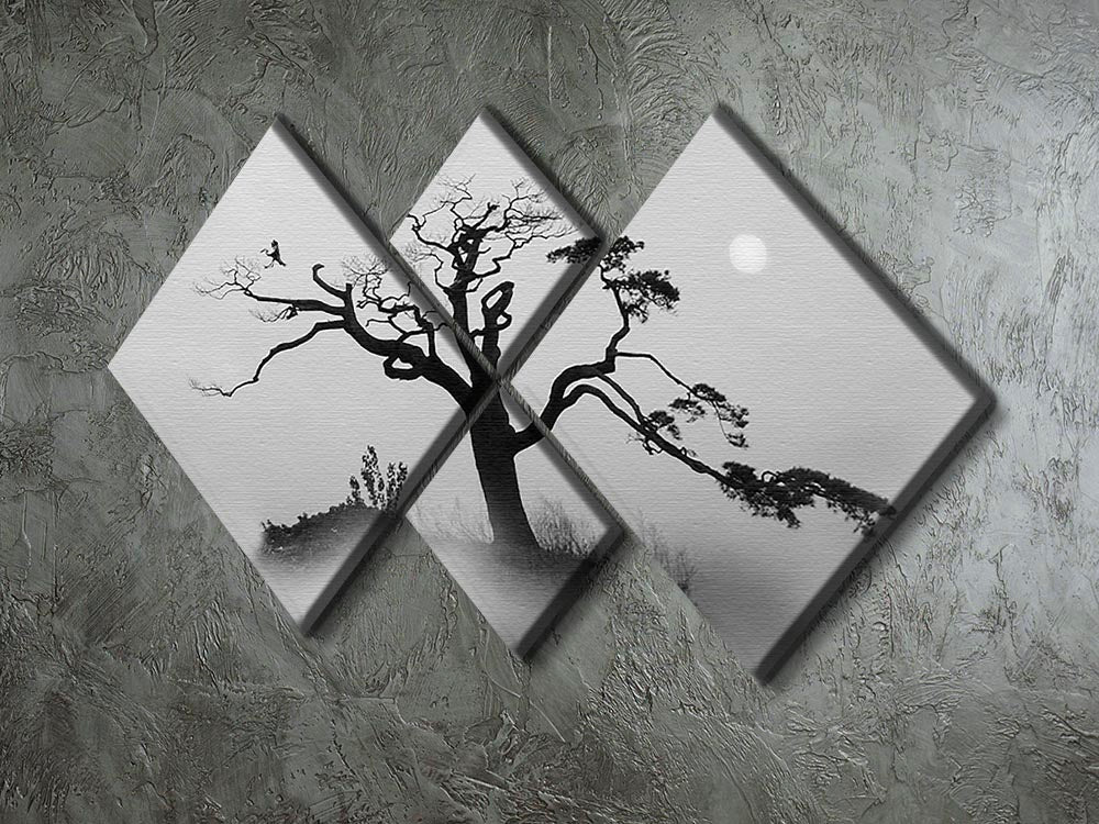 Pine tree In The Fog 4 Square Multi Panel Canvas - Canvas Art Rocks - 2