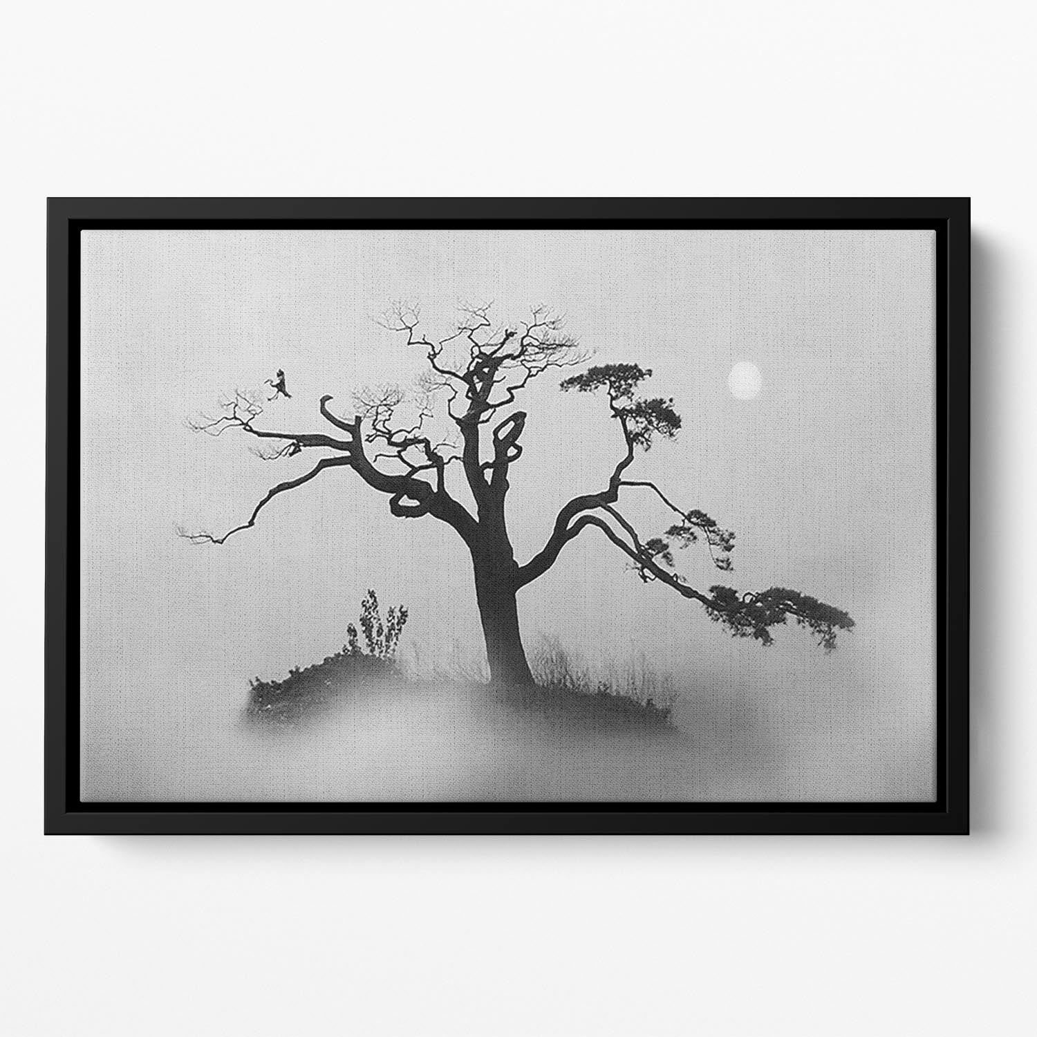 Pine tree In The Fog Floating Framed Canvas - Canvas Art Rocks - 2