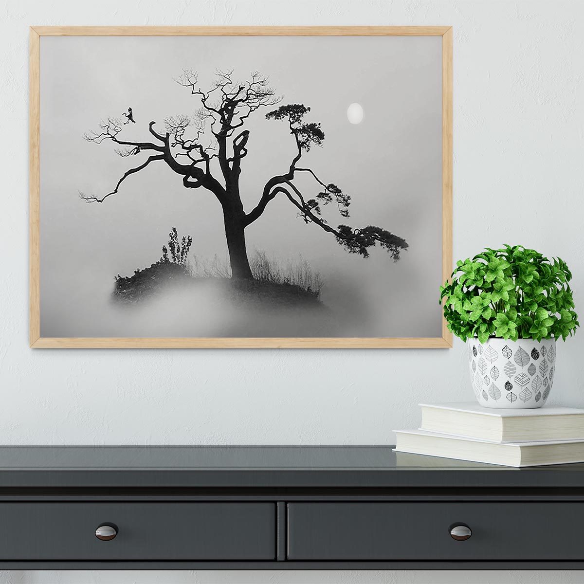 Pine tree In The Fog Framed Print - Canvas Art Rocks - 4