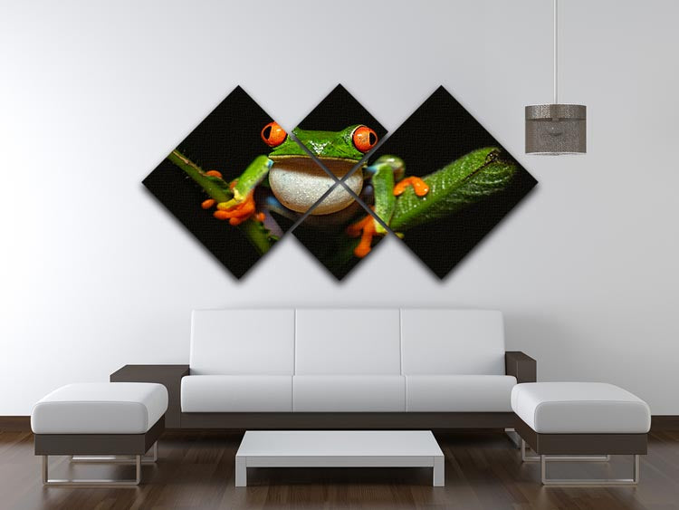 Red-eyed tree frog 4 Square Multi Panel Canvas - Canvas Art Rocks - 3