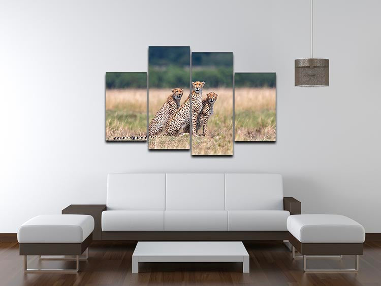 Three Cheetahs 4 Split Panel Canvas - Canvas Art Rocks - 3