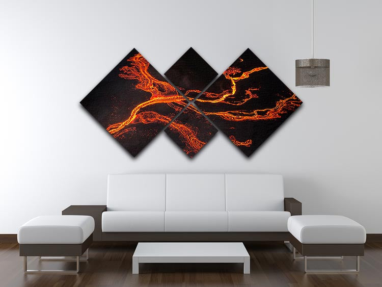 Lava River Abstract 4 Square Multi Panel Canvas - Canvas Art Rocks - 3