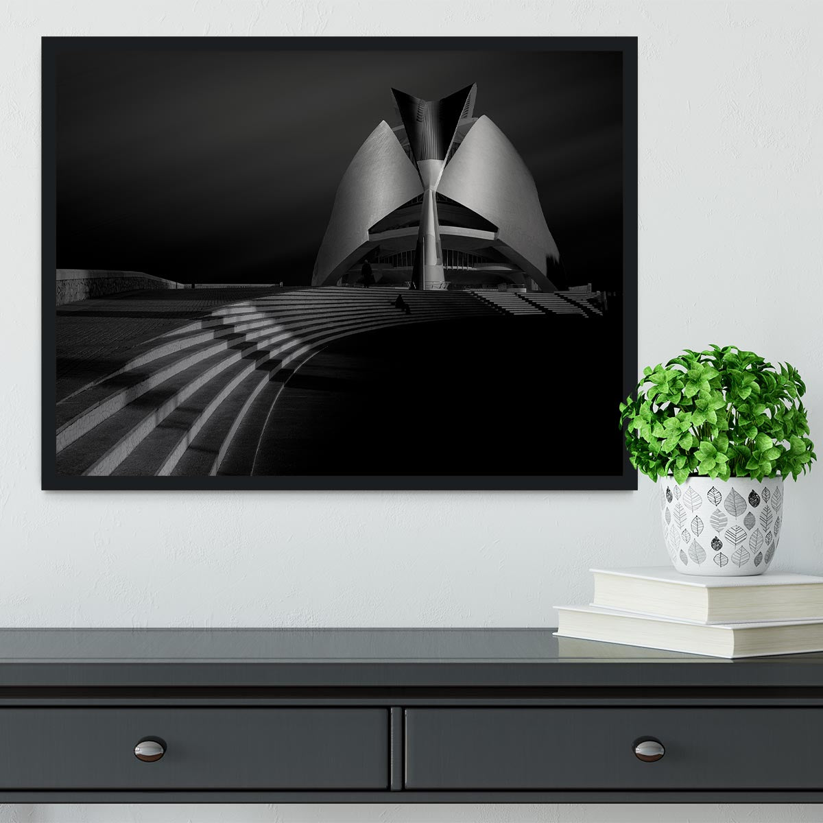 Monument With Stairs At Night Framed Print - Canvas Art Rocks - 2