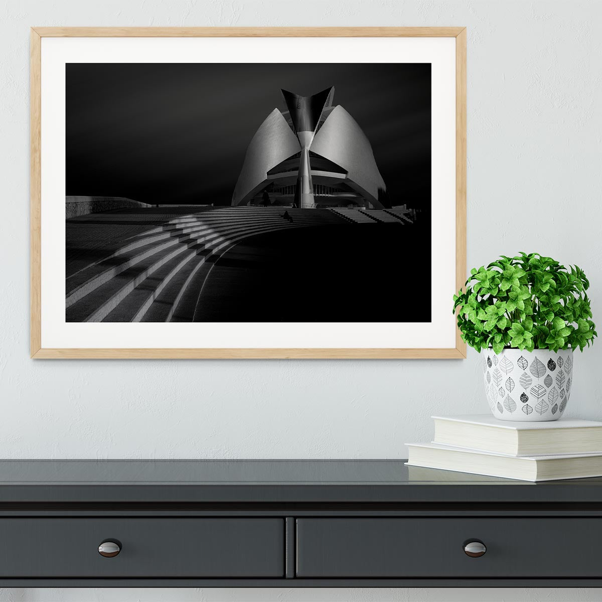 Monument With Stairs At Night Framed Print - Canvas Art Rocks - 3