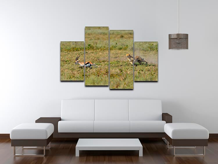 Cheetah Hunting 4 Split Panel Canvas - Canvas Art Rocks - 3