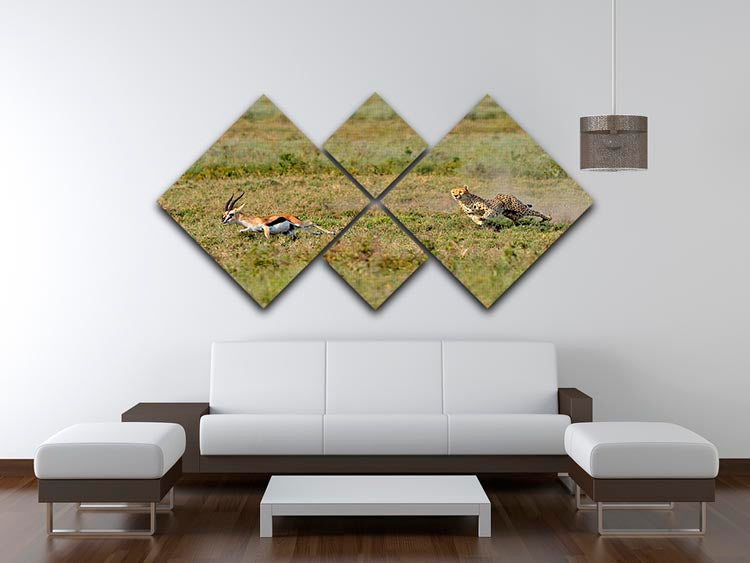 Cheetah Hunting 4 Square Multi Panel Canvas - Canvas Art Rocks - 3