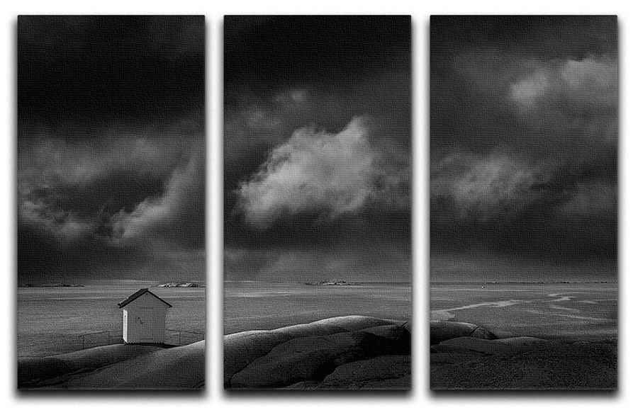 Shed On A Beach 3 Split Panel Canvas Print - Canvas Art Rocks - 1