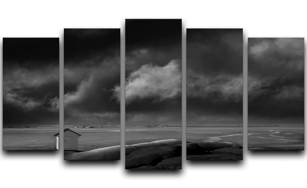 Shed On A Beach 5 Split Panel Canvas - Canvas Art Rocks - 1