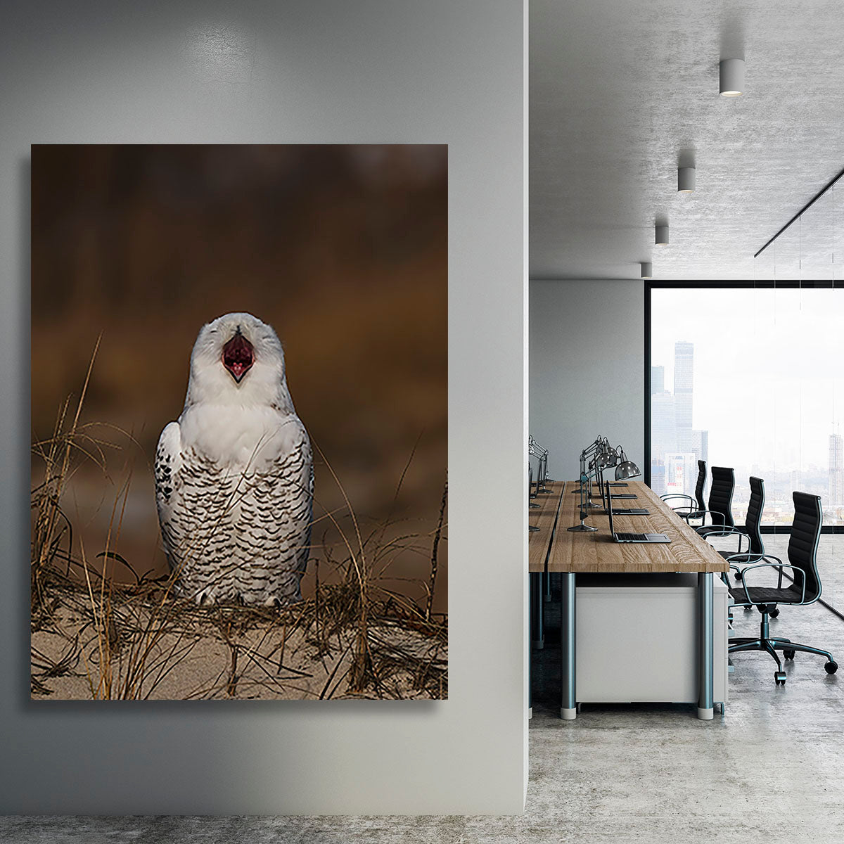 A Snowy Owl Chirping Canvas Print or Poster - Canvas Art Rocks - 3