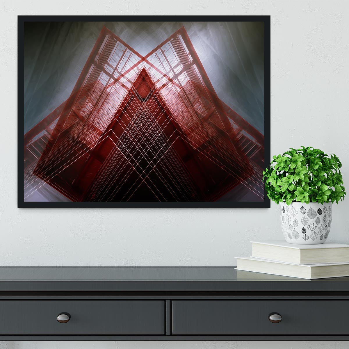 Red Geometric Design Framed Print - Canvas Art Rocks - 2