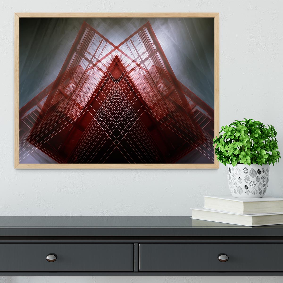 Red Geometric Design Framed Print - Canvas Art Rocks - 4