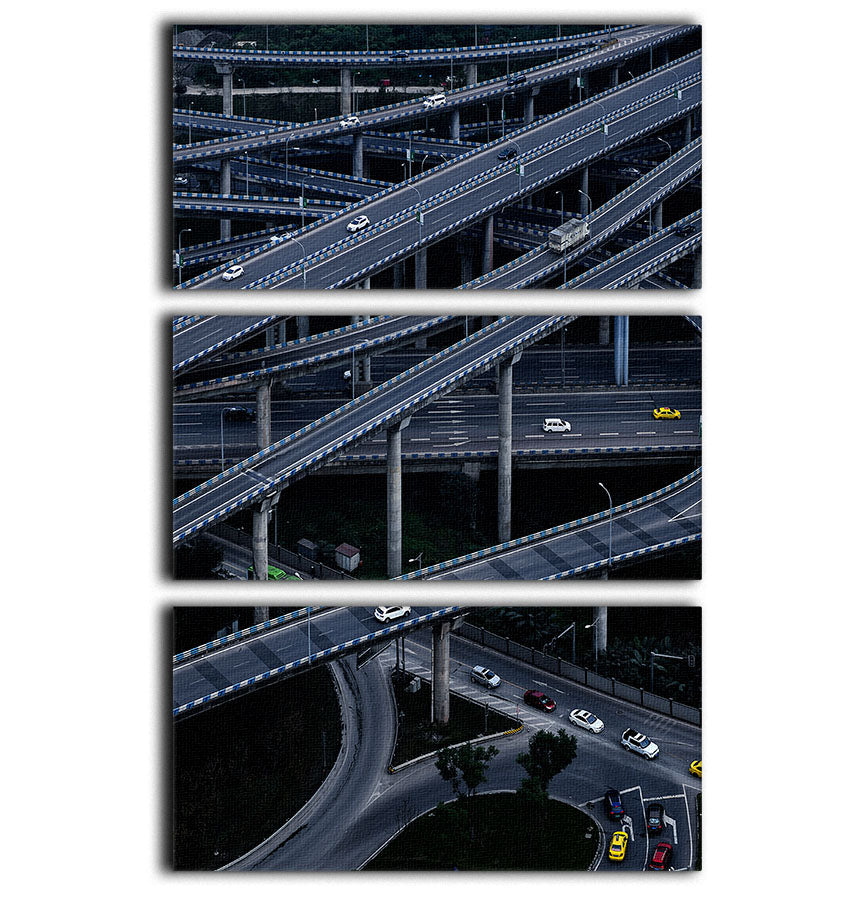 Overlapping Motorway 3 Split Panel Canvas Print - Canvas Art Rocks - 1