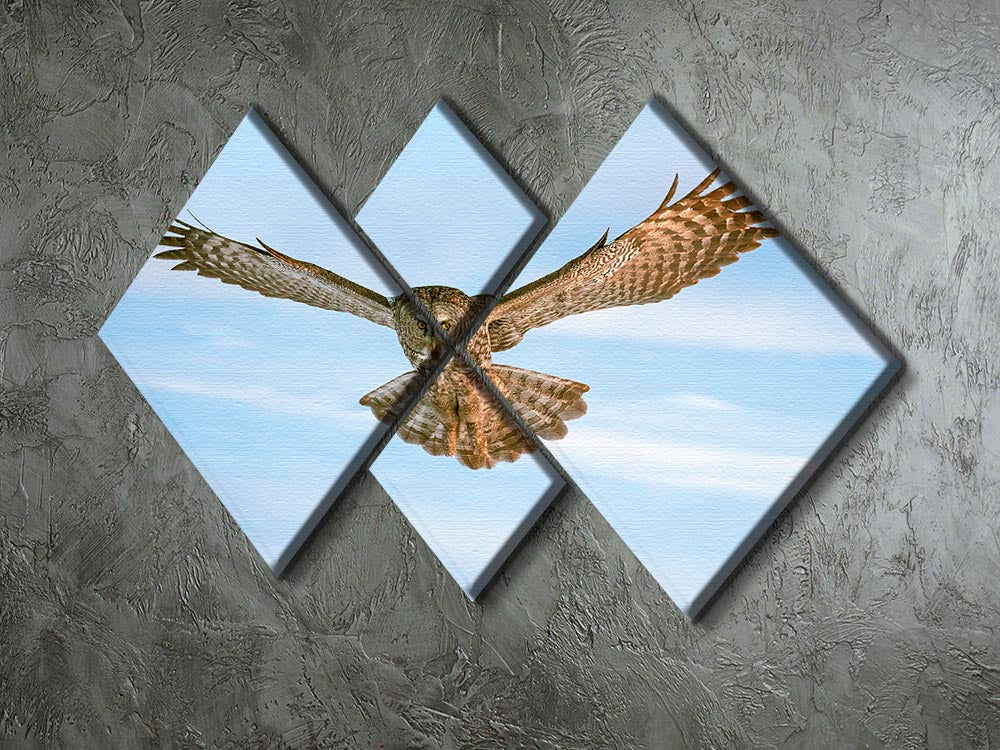 An Owl Flying 4 Square Multi Panel Canvas - Canvas Art Rocks - 2
