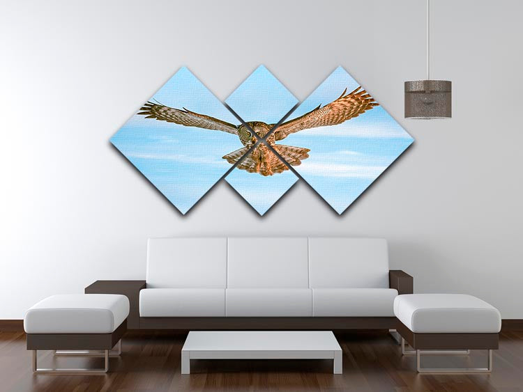 An Owl Flying 4 Square Multi Panel Canvas - Canvas Art Rocks - 3