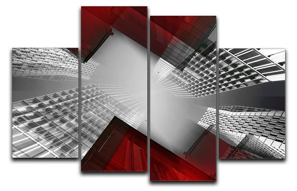 Red And White Skyscrapers 4 Split Panel Canvas - Canvas Art Rocks - 1
