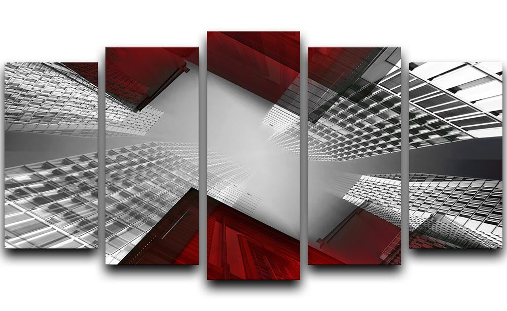 Red And White Skyscrapers 5 Split Panel Canvas - Canvas Art Rocks - 1