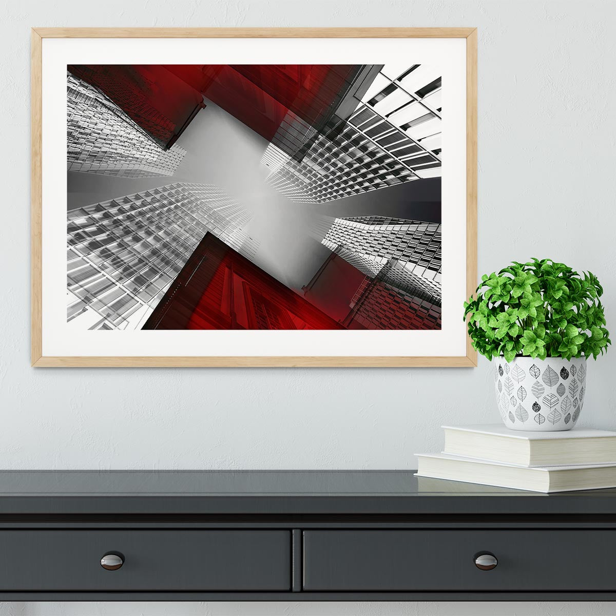 Red And White Skyscrapers Framed Print - Canvas Art Rocks - 3