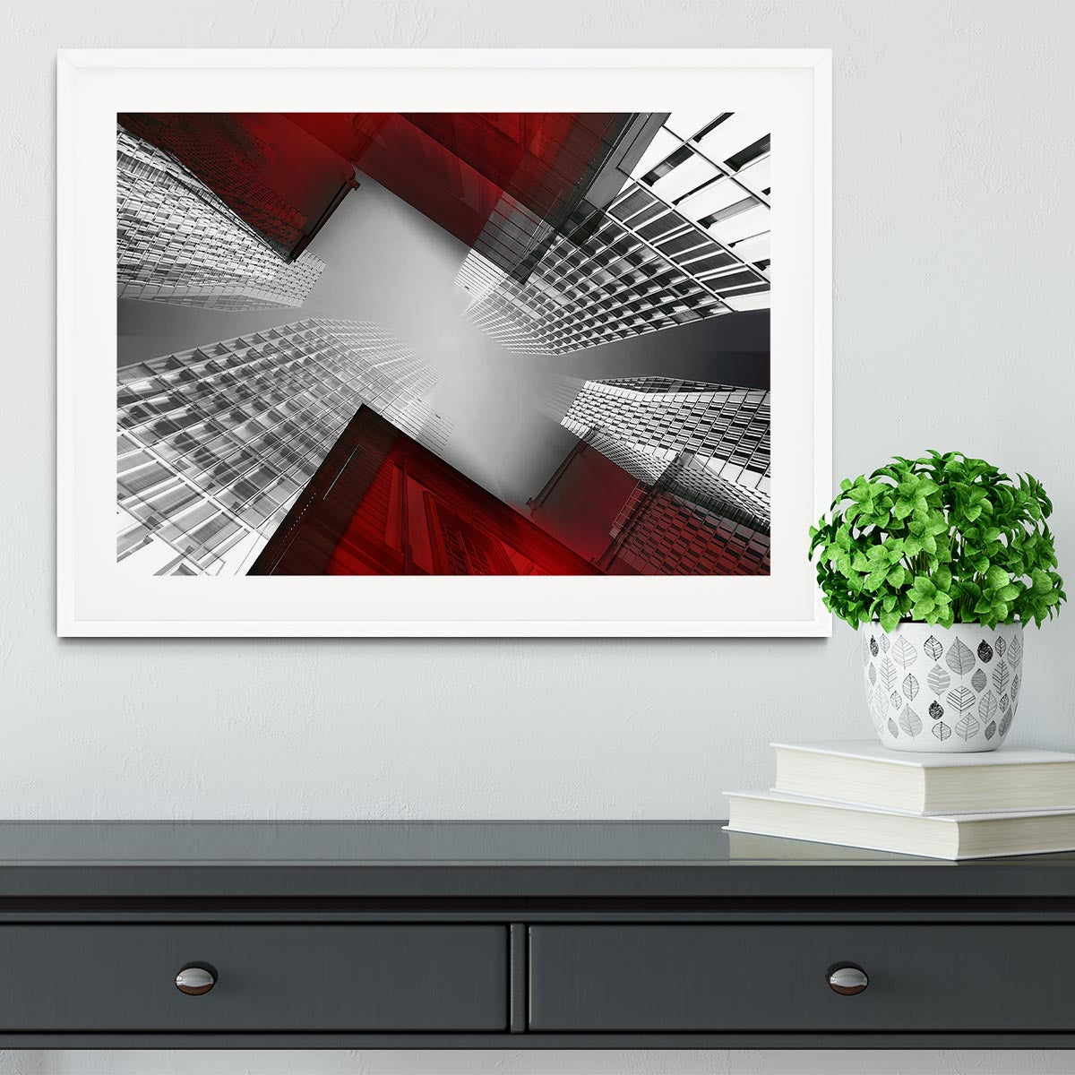 Red And White Skyscrapers Framed Print - Canvas Art Rocks - 5