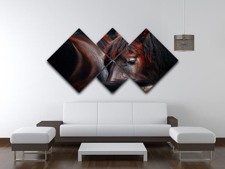 Horses Sleep In A Huddle 4 Square Multi Panel Canvas - Canvas Art Rocks - 3