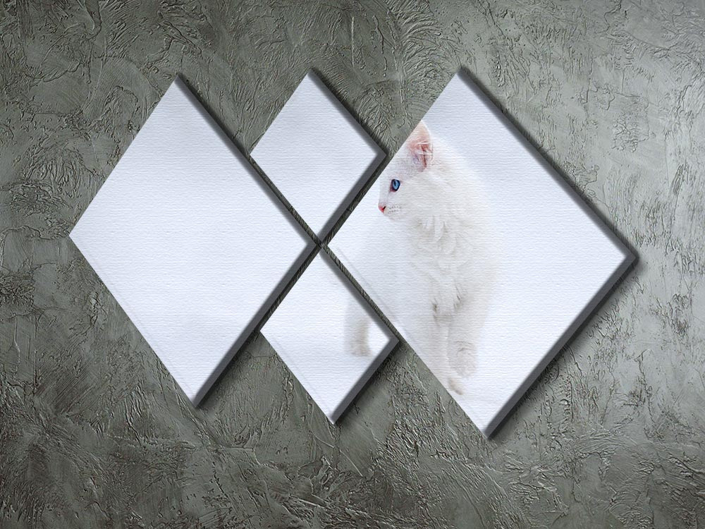 Kitten White as Snow 4 Square Multi Panel Canvas - Canvas Art Rocks - 2