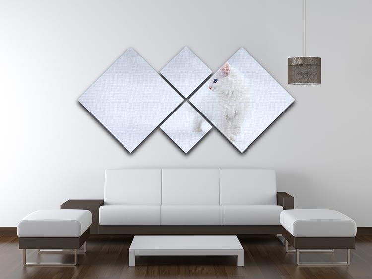 Kitten White as Snow 4 Square Multi Panel Canvas - Canvas Art Rocks - 3
