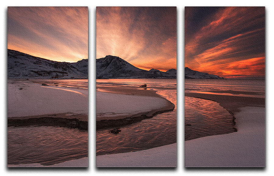 Golden Sunset 3 Split Panel Canvas Print - Canvas Art Rocks - 1