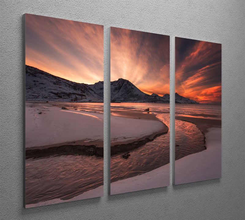 Golden Sunset 3 Split Panel Canvas Print - Canvas Art Rocks - 2