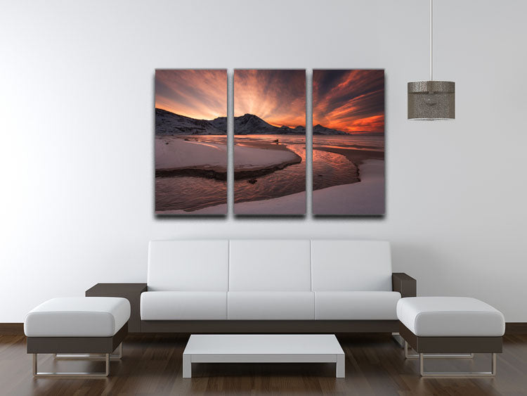 Golden Sunset 3 Split Panel Canvas Print - Canvas Art Rocks - 3