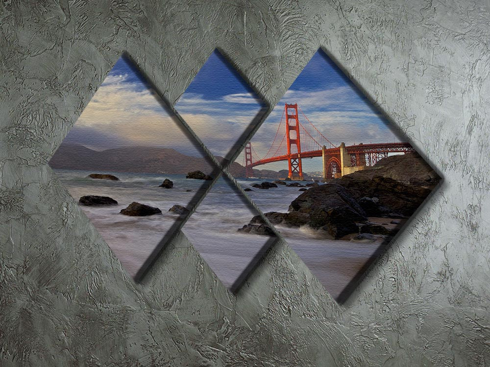 Golden Gate Bridge 4 Square Multi Panel Canvas - Canvas Art Rocks - 2