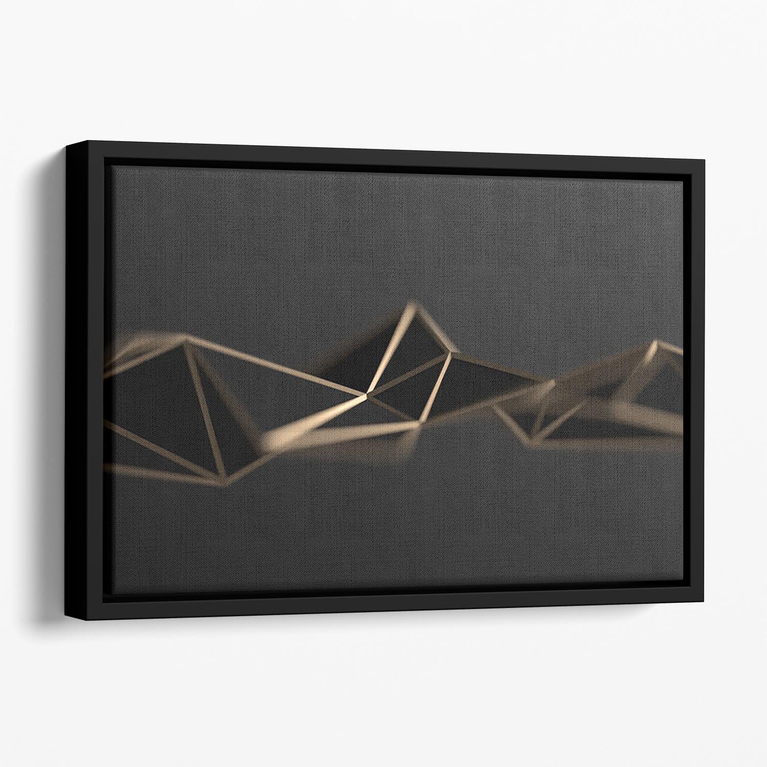 3D Gold Triangluated Surface Floating Framed Canvas - Canvas Art Rocks - 1