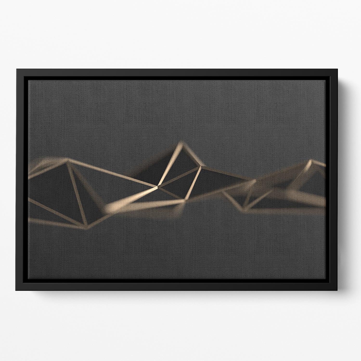 3D Gold Triangluated Surface Floating Framed Canvas - Canvas Art Rocks - 2