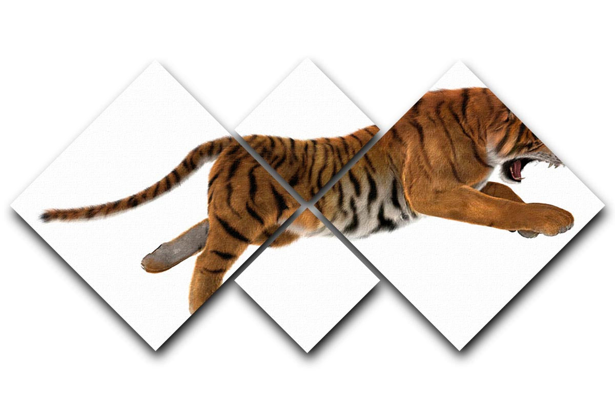 3D digital render of a hunting big cat 4 Square Multi Panel Canvas - Canvas Art Rocks - 1