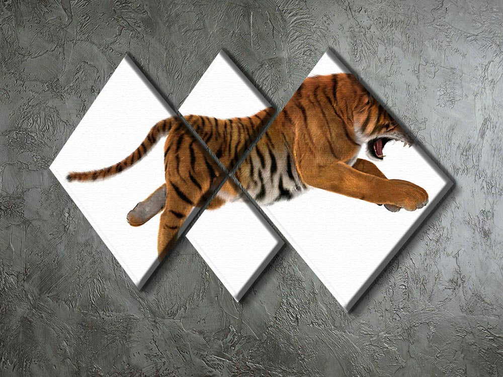 3D digital render of a hunting big cat 4 Square Multi Panel Canvas - Canvas Art Rocks - 2