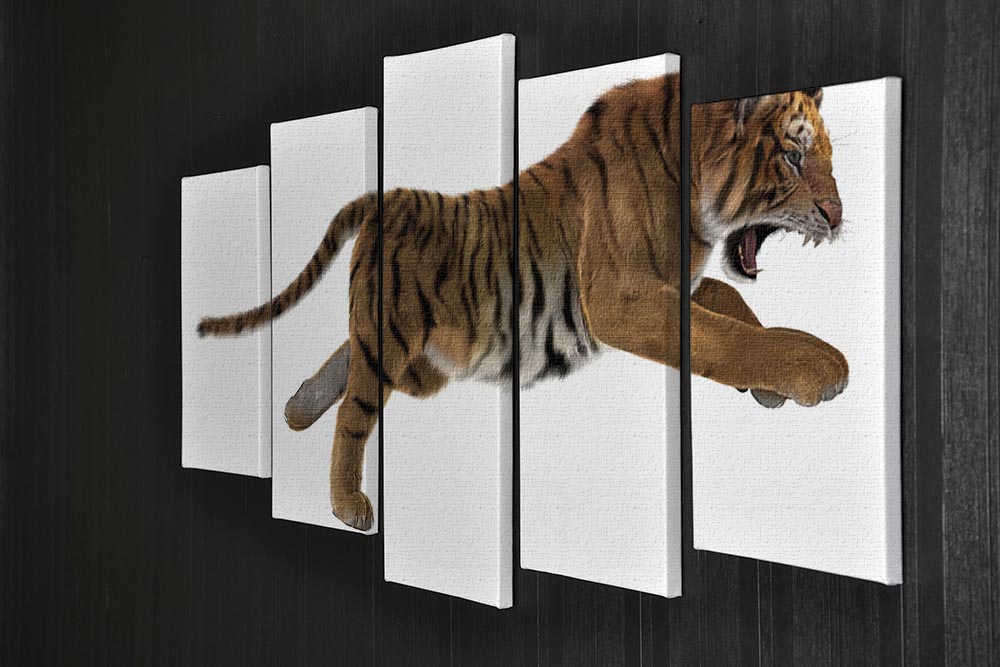 3D digital render of a hunting big cat 5 Split Panel Canvas - Canvas Art Rocks - 2