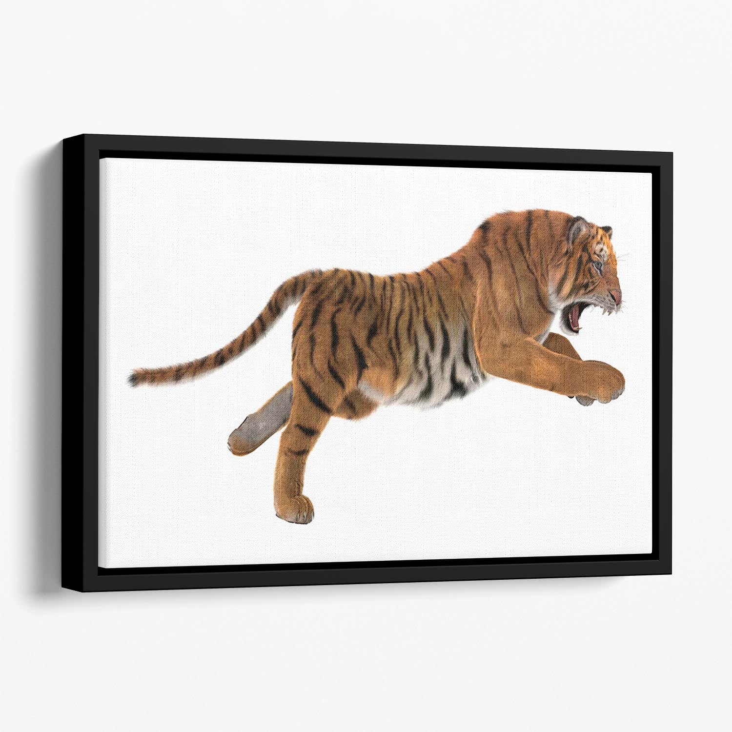 3D digital render of a hunting big cat Floating Framed Canvas - Canvas Art Rocks - 1