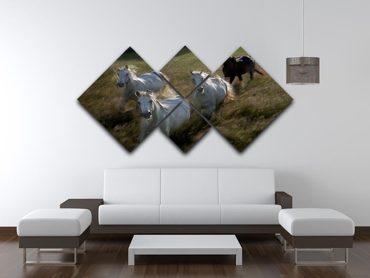 Horses Gallop in 4 Square Multi Panel Canvas - Canvas Art Rocks - 3